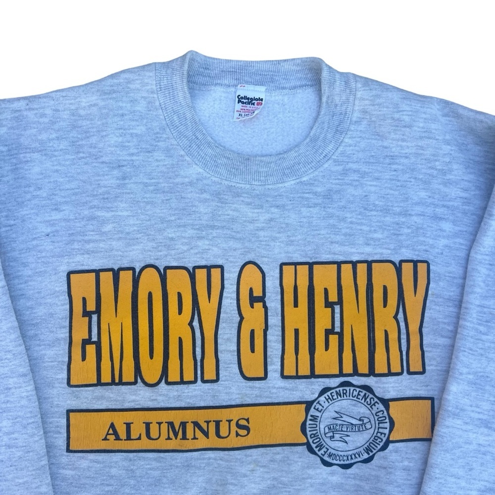 Vintage 80s - Collegiate Pacific - Emory & Henry College Crewneck Sweatshirt XL - Picture 2 of 7